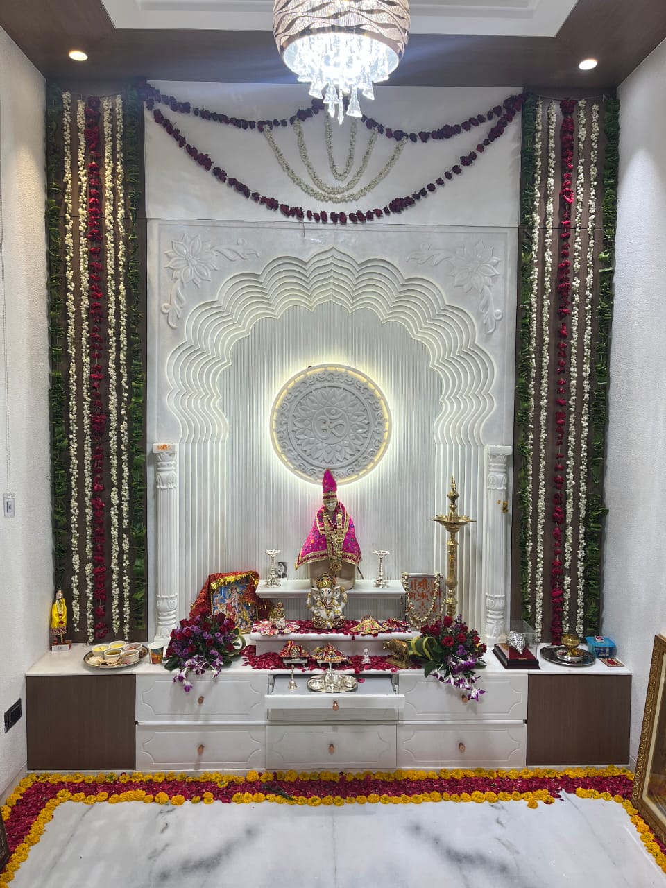 Ambaji Marble Prayer Alcove